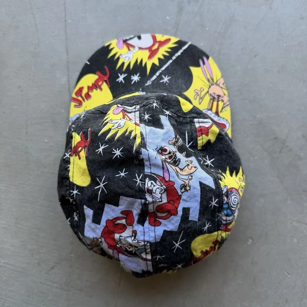 Vintage The Ren & Stimpy Show All Over Print Strapback Hat Cap 90s Cartoon